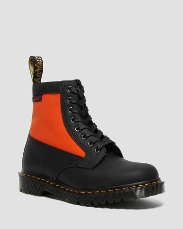 Men's Dr Martens 1460 Panel Made in England Leather Lace Up Boots Black | AU 521SGL